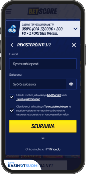 betscore casino rekisteröitymislomake