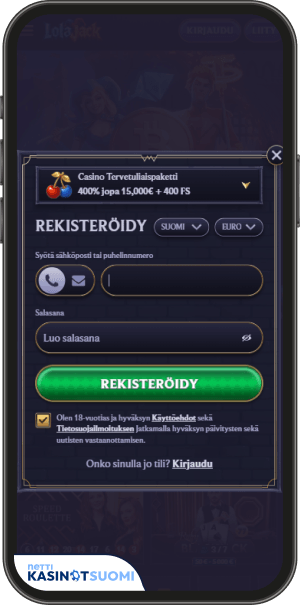 lolajack casino rekisteröitymislomake