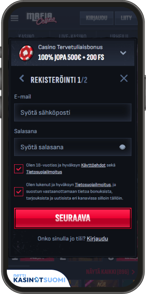 mafia casino rekisteröitymislomake