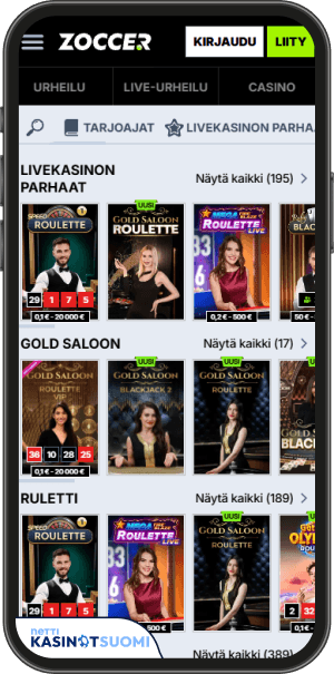zoccer casino livepelit