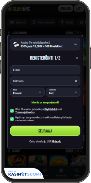 slimking casino rekisteröitymislomake