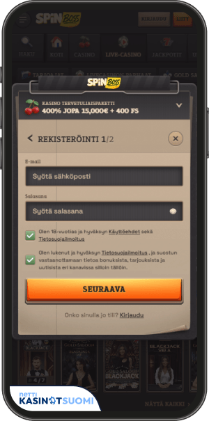 spinboss casino rekisteröitymislomake